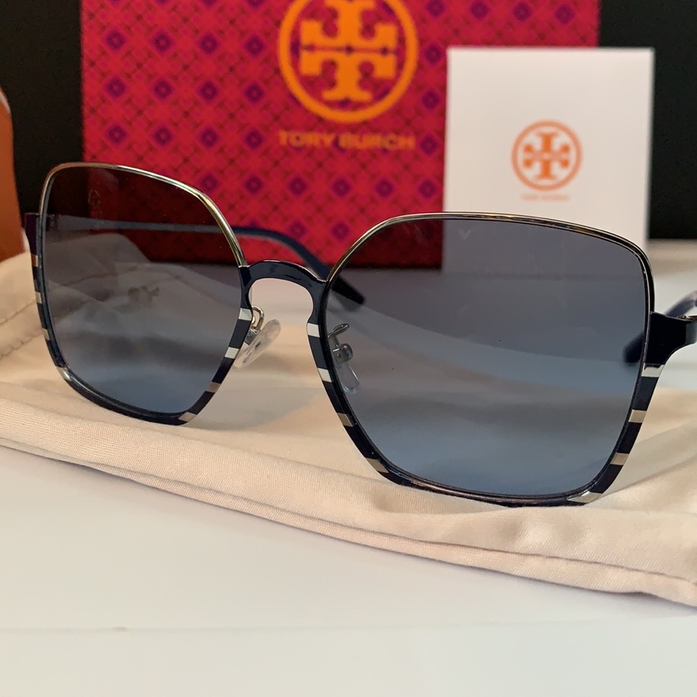 Tory Burch Half-Rim Wire Sunglasses